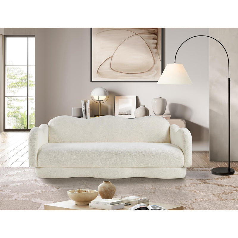 Meridian Bloom Cream Teddy Fabric Sofa IMAGE 2