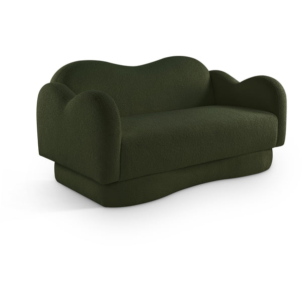Meridian Bloom Green Teddy Fabric Loveseat IMAGE 1