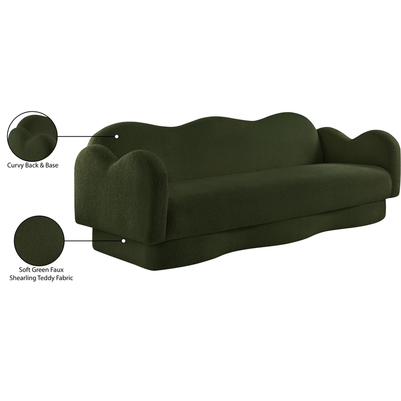 Meridian Bloom Green Teddy Fabric Sofa IMAGE 17
