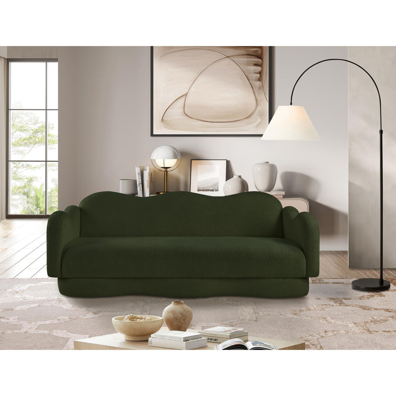 Meridian Bloom Green Teddy Fabric Sofa IMAGE 2
