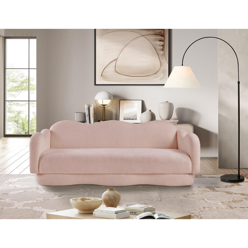 Meridian Bloom Pink Teddy Fabric Sofa IMAGE 2