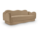  Meridian Bloom 82" Camel Velvet Upholstered Sofa IMAGE 1