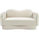  Meridian Bloom 58" Cream Velvet Upholstered Loveseat IMAGE 3