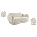  Meridian Bloom 58" Cream Velvet Upholstered Loveseat IMAGE 9