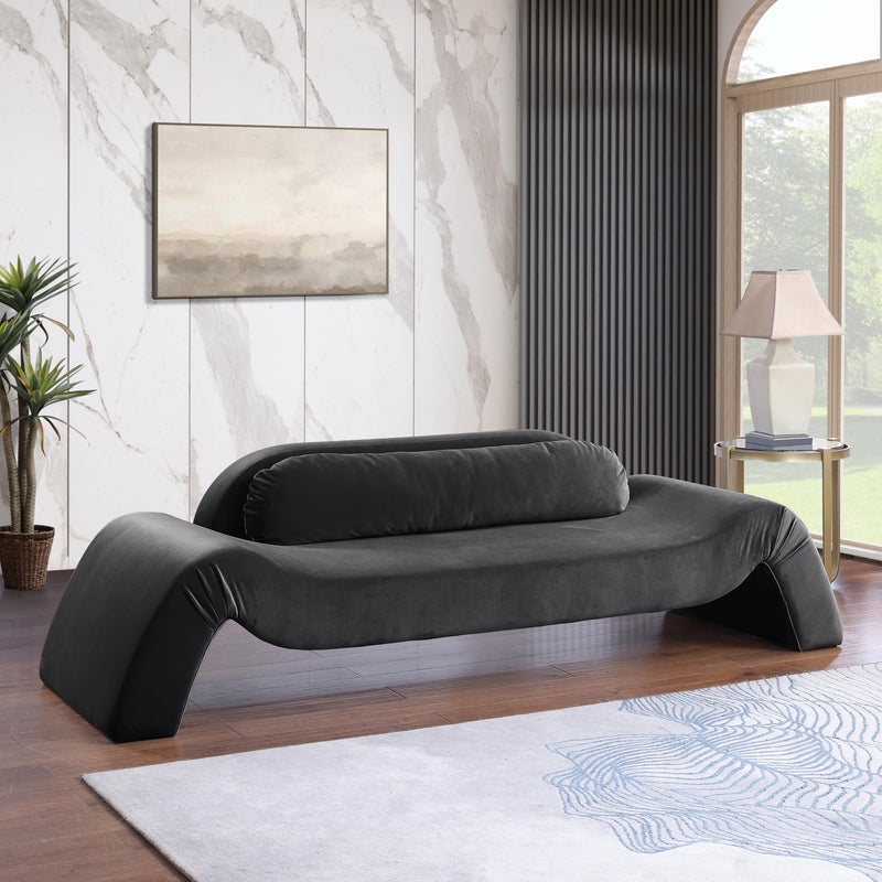 Meridian Austin Black Velvet Sofa IMAGE 2