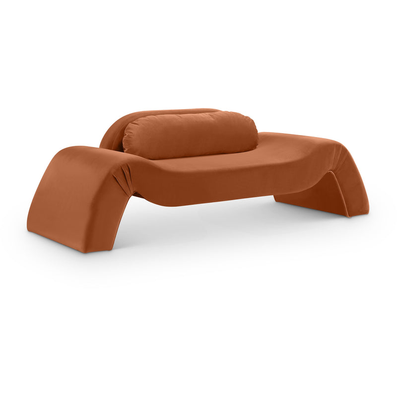Meridian Austin Cognac Velvet Loveseat IMAGE 1