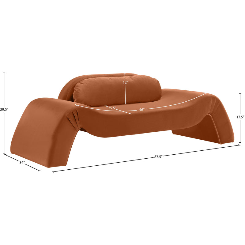 Meridian Austin Cognac Velvet Loveseat IMAGE 7