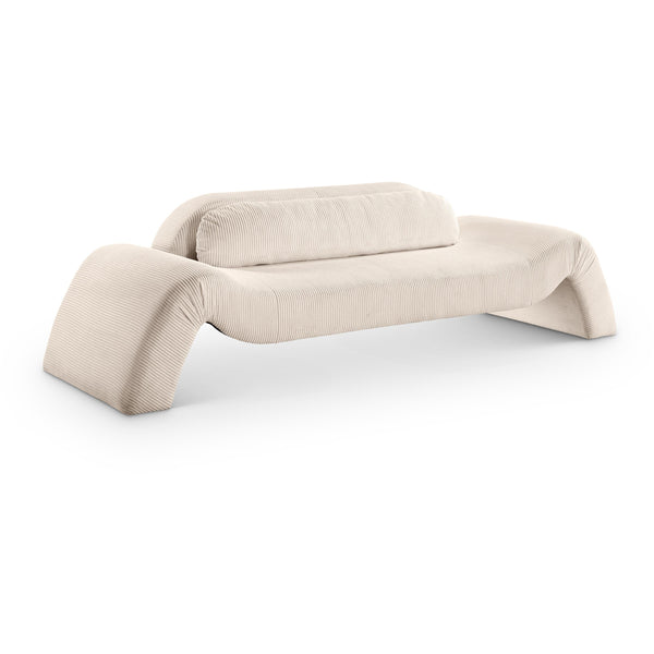 Meridian Austin Beige Corduroy Fabric Sofa IMAGE 1