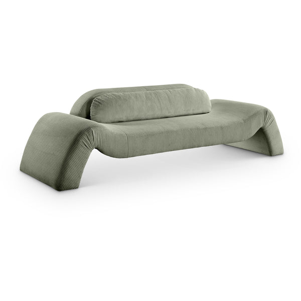 Meridian Austin Green Corduroy Fabric Sofa IMAGE 1