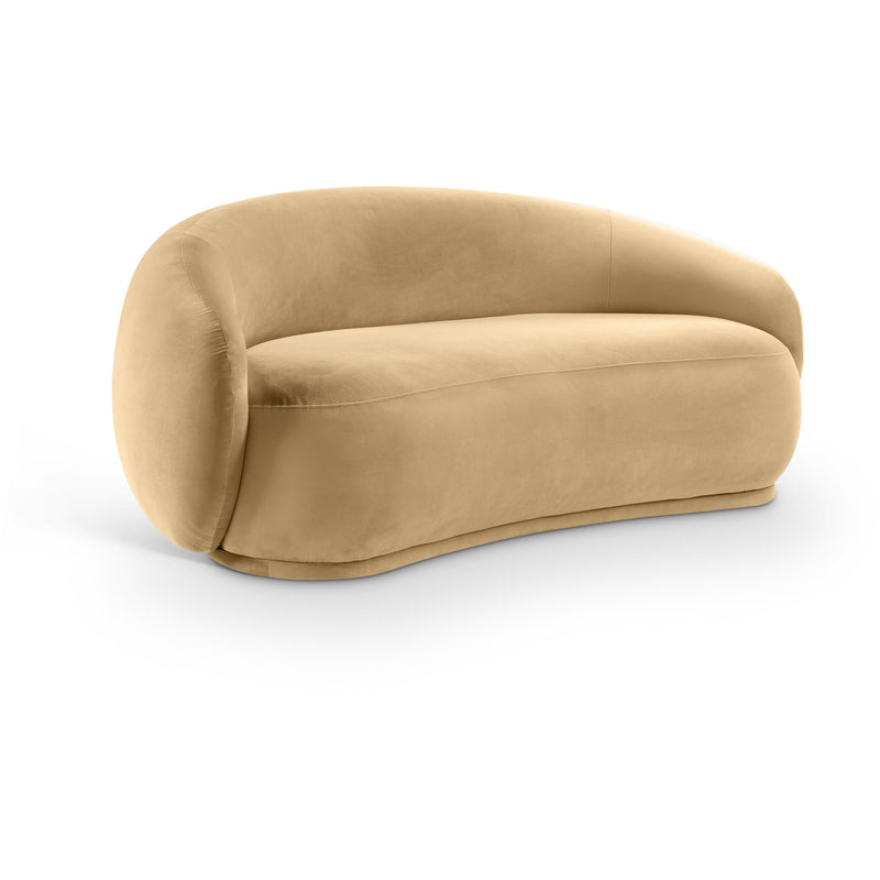 Meridian Emery Camel Velvet Loveseat IMAGE 1