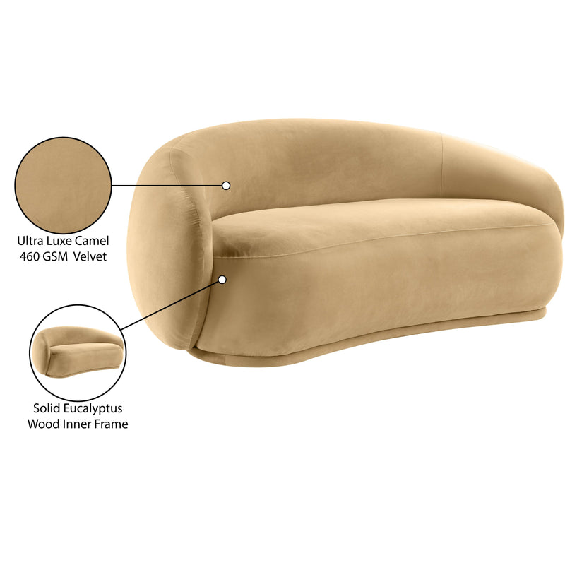 Meridian Emery Camel Velvet Loveseat IMAGE 8