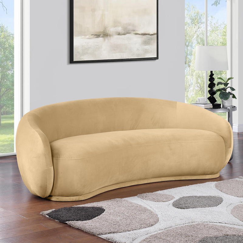 Meridian Emery Camel Velvet Sofa IMAGE 2
