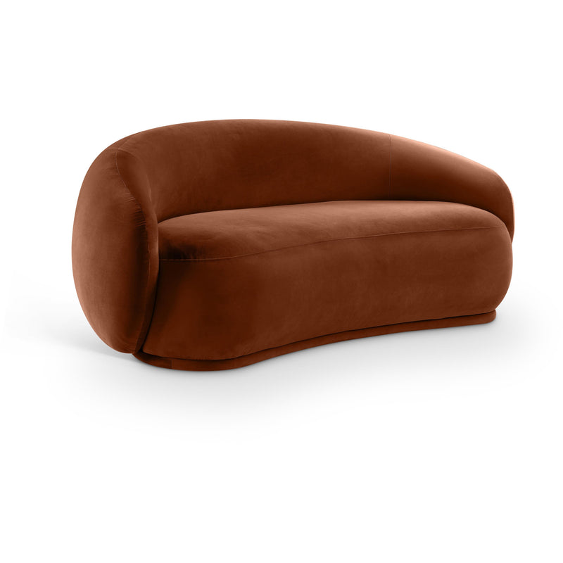 Meridian Emery Cognac Velvet Loveseat IMAGE 1
