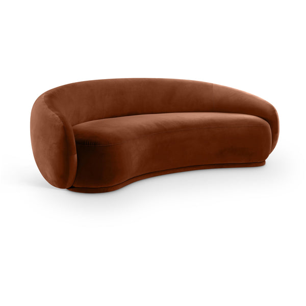 Meridian Emery Cognac Velvet Sofa IMAGE 1