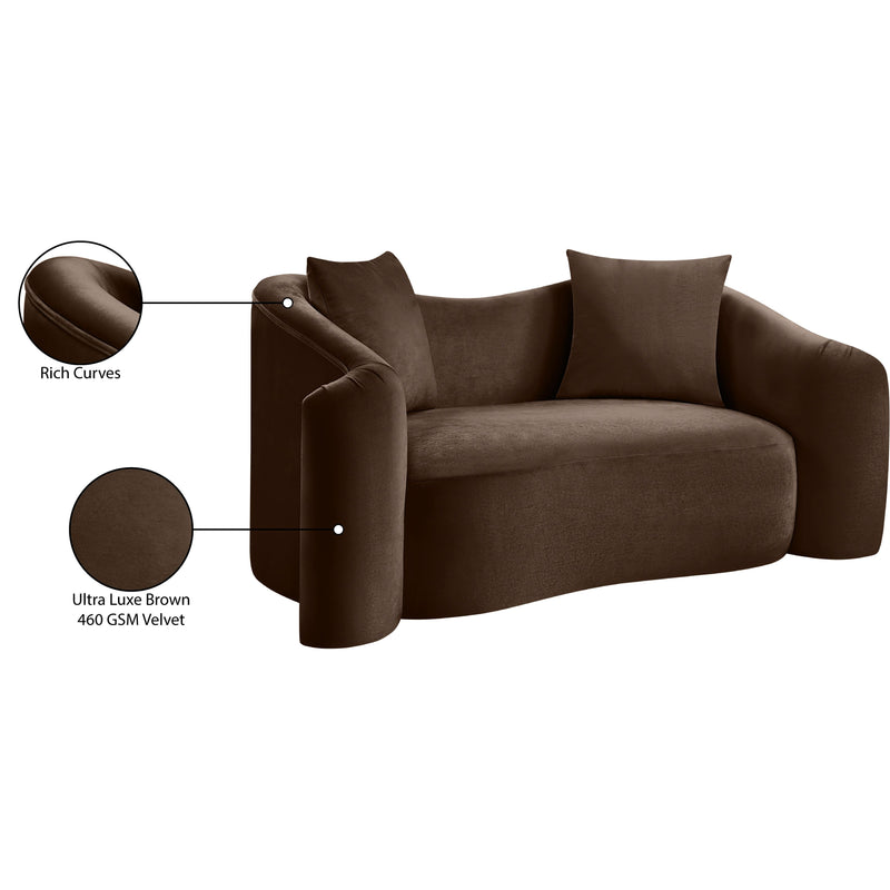 Meridian Destin Brown Velvet Loveseat IMAGE 18