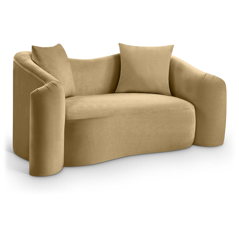 Meridian Destin Camel Velvet Loveseat IMAGE 1