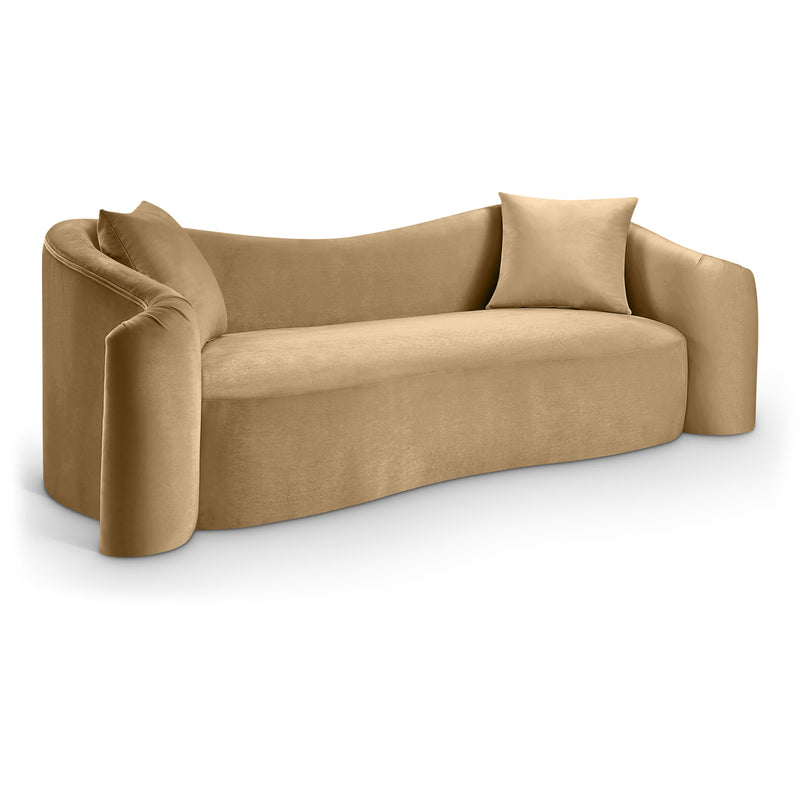 Meridian Destin Camel Velvet Sofa IMAGE 1
