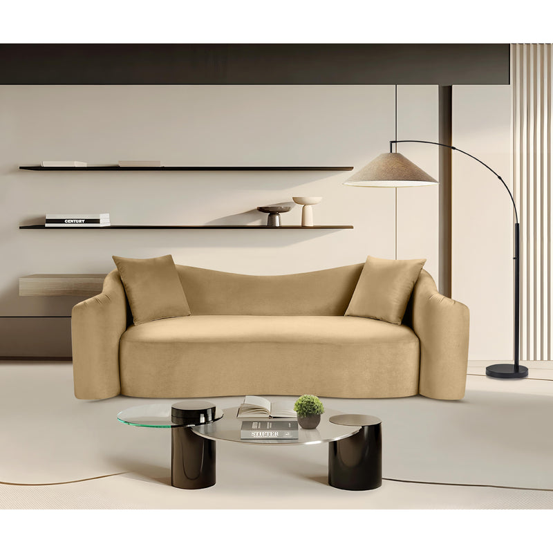 Meridian Destin Camel Velvet Sofa IMAGE 2