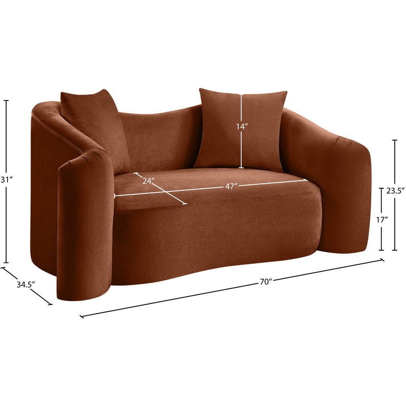 Meridian Destin Cognac Velvet Loveseat IMAGE 17