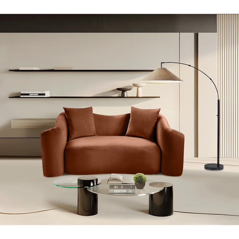 Meridian Destin Cognac Velvet Loveseat IMAGE 2