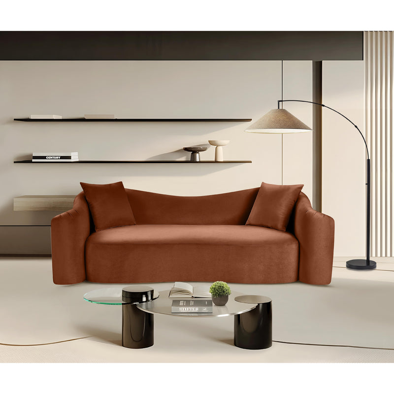 Meridian Destin Cognac Velvet Sofa IMAGE 2