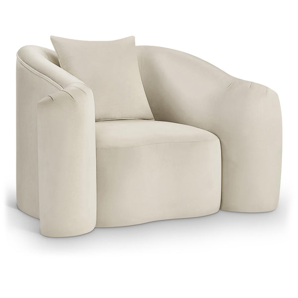 Meridian Destin Cream Velvet Chair IMAGE 1
