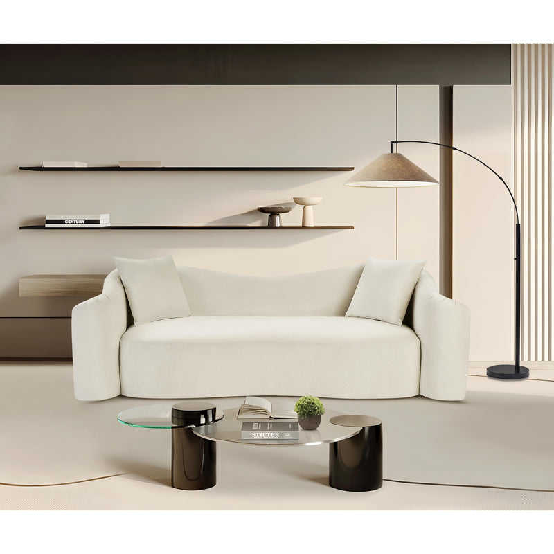 Meridian Destin Cream Velvet Sofa IMAGE 2