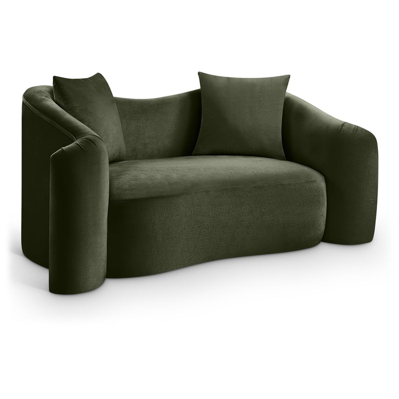Meridian Destin Green Velvet Loveseat IMAGE 1