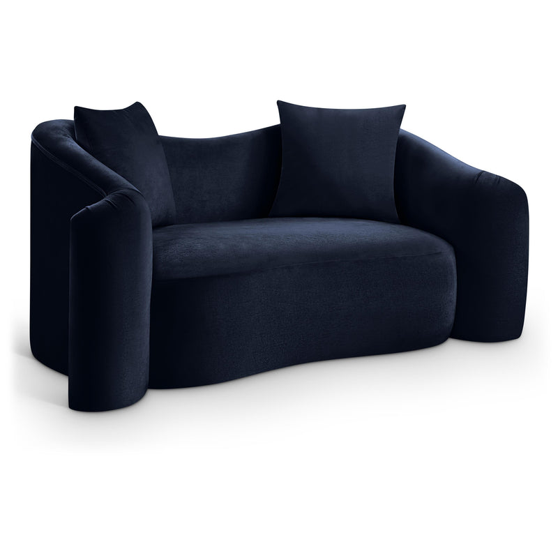 Meridian Destin Navy Velvet Loveseat IMAGE 1