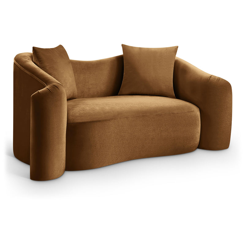 Meridian Destin Saddle Velvet Loveseat IMAGE 1