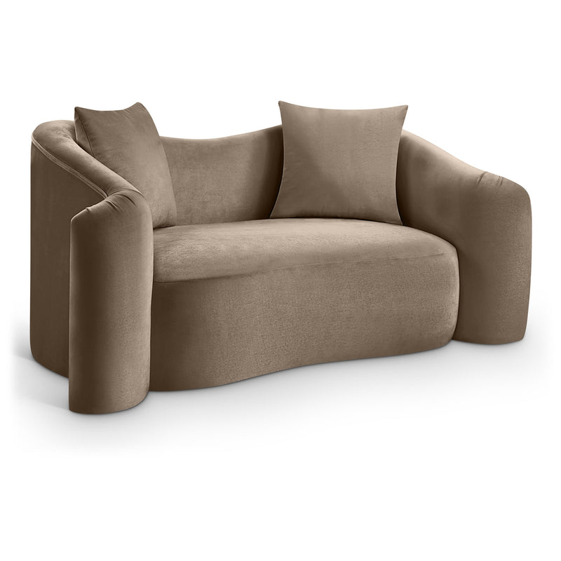 Meridian Destin Taupe Velvet Loveseat IMAGE 1