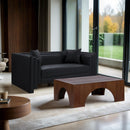  Meridian Everett 67" Black Vegan Leather Upholstered Loveseat IMAGE 2