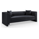  Meridian Everett 88.5" Black Vegan Leather Upholstered Sofa IMAGE 1