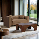  Meridian Everett 67" Brown Vegan Leather Upholstered Loveseat IMAGE 2