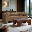  Meridian Everett 88.5" Brown Vegan Leather Upholstered Sofa IMAGE 2