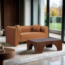  Meridian Everett 67" Cognac Vegan Leather Upholstered Loveseat IMAGE 2