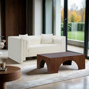  Meridian Everett 67" Cream Vegan Leather Upholstered Loveseat IMAGE 2