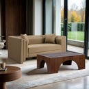  Meridian Everett 67" Tan Vegan Leather Upholstered Loveseat IMAGE 2