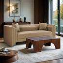  Meridian Everett 88.5" Tan Vegan Leather Upholstered Sofa IMAGE 2