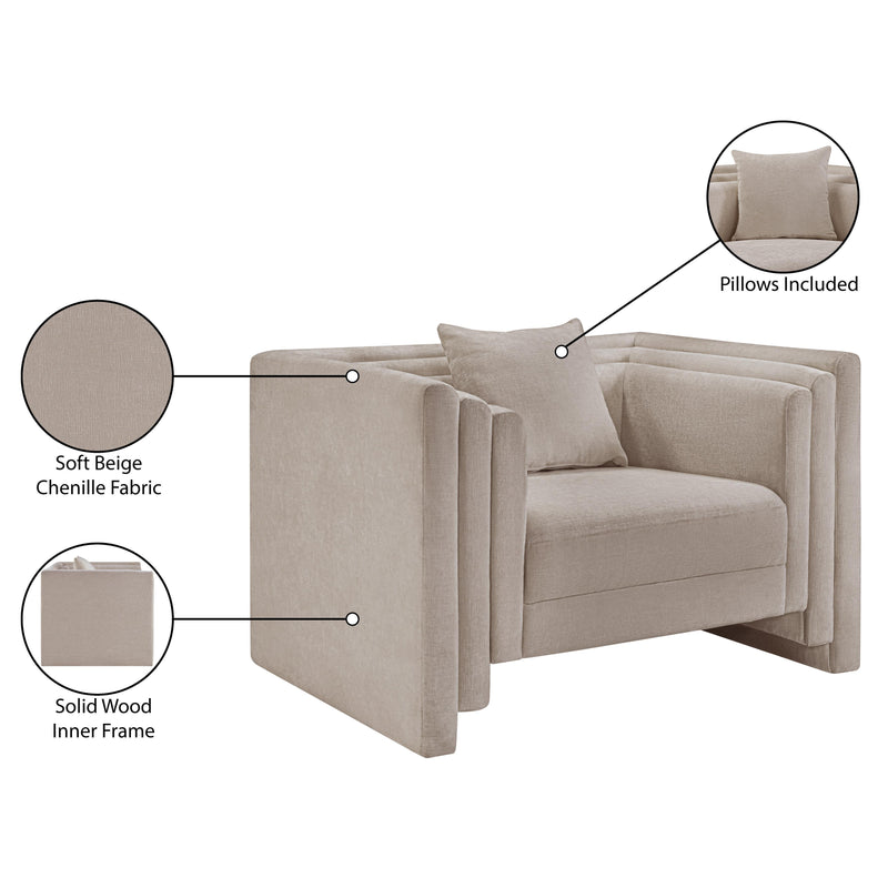 Meridian Everett Beige Chenille Fabric Chair IMAGE 12