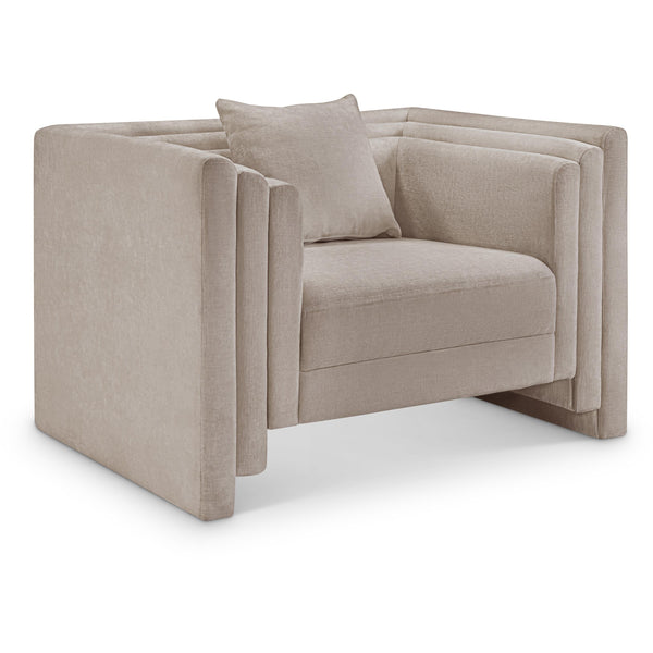 Meridian Everett Beige Chenille Fabric Chair IMAGE 1
