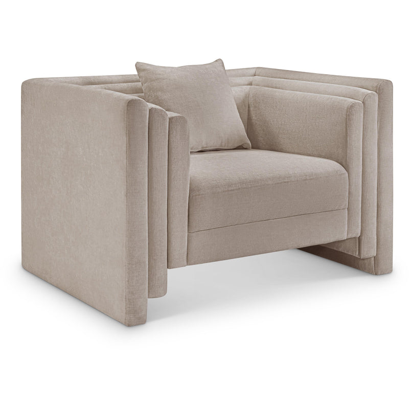 Meridian Everett Beige Chenille Fabric Chair IMAGE 1