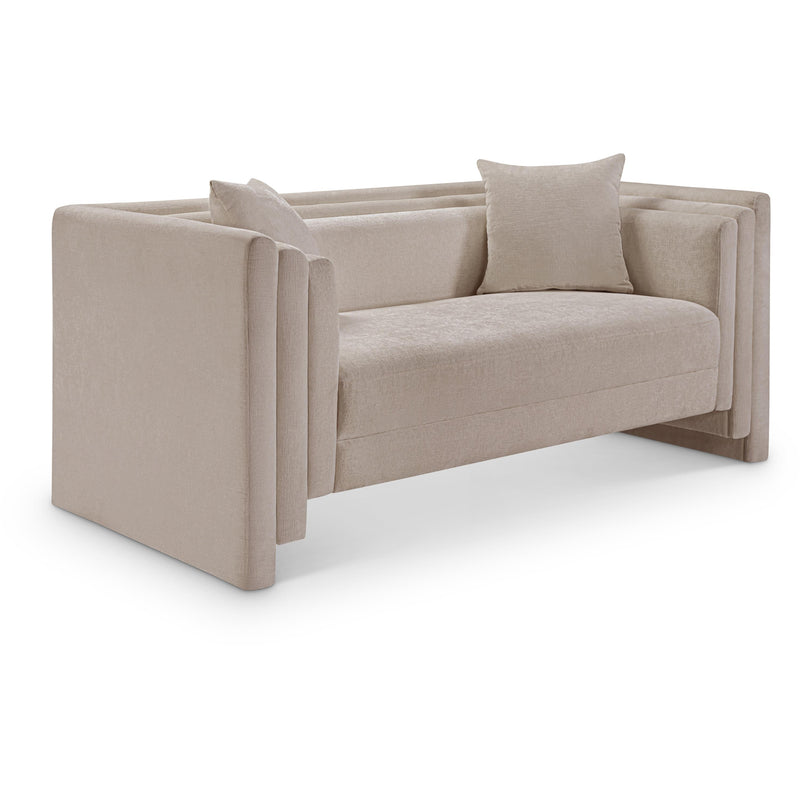 Meridian Everett Beige Chenille Fabric Loveseat IMAGE 1