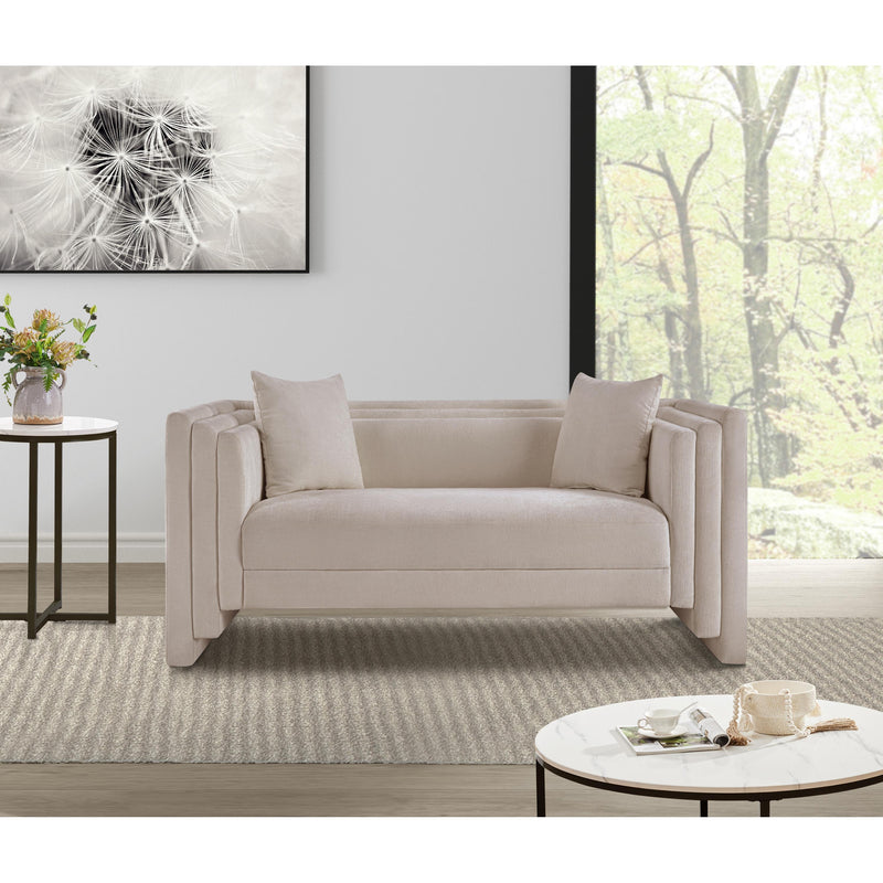 Meridian Everett Beige Chenille Fabric Loveseat IMAGE 2