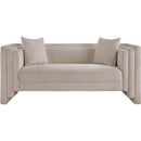 Meridian Everett Beige Chenille Fabric Loveseat IMAGE 3