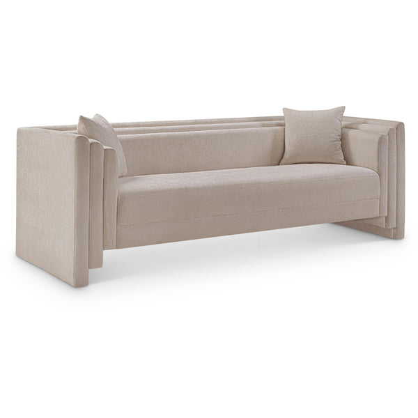 Meridian Everett Beige Chenille Fabric Sofa IMAGE 1