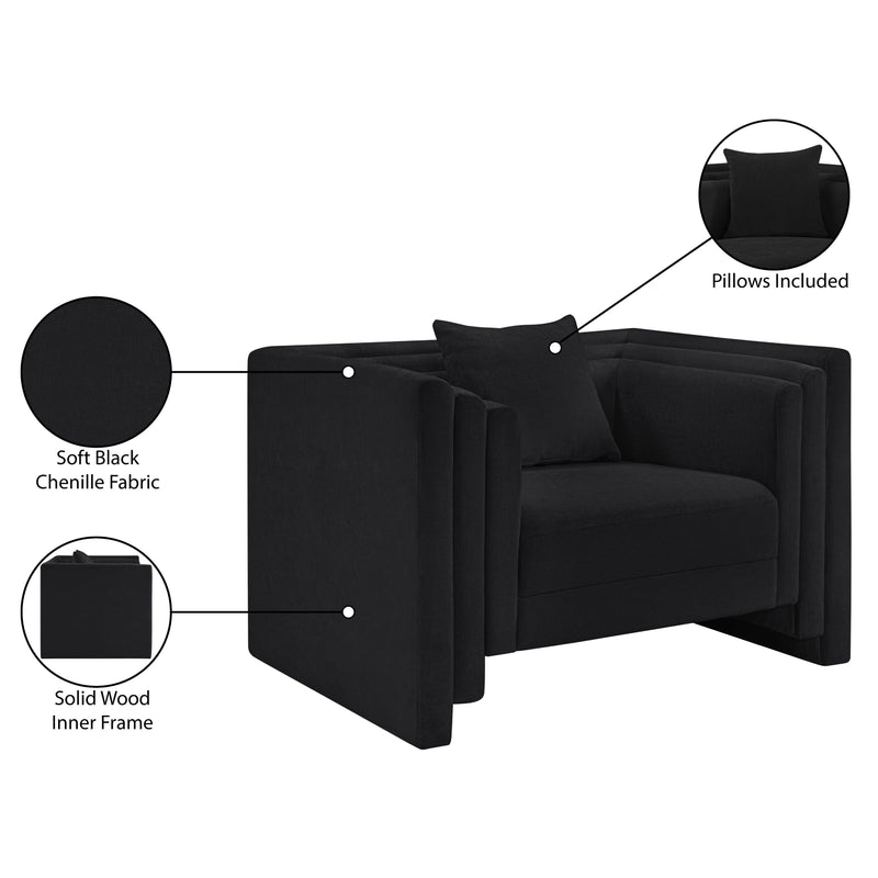 Meridian Everett Black Chenille Fabric Chair IMAGE 12