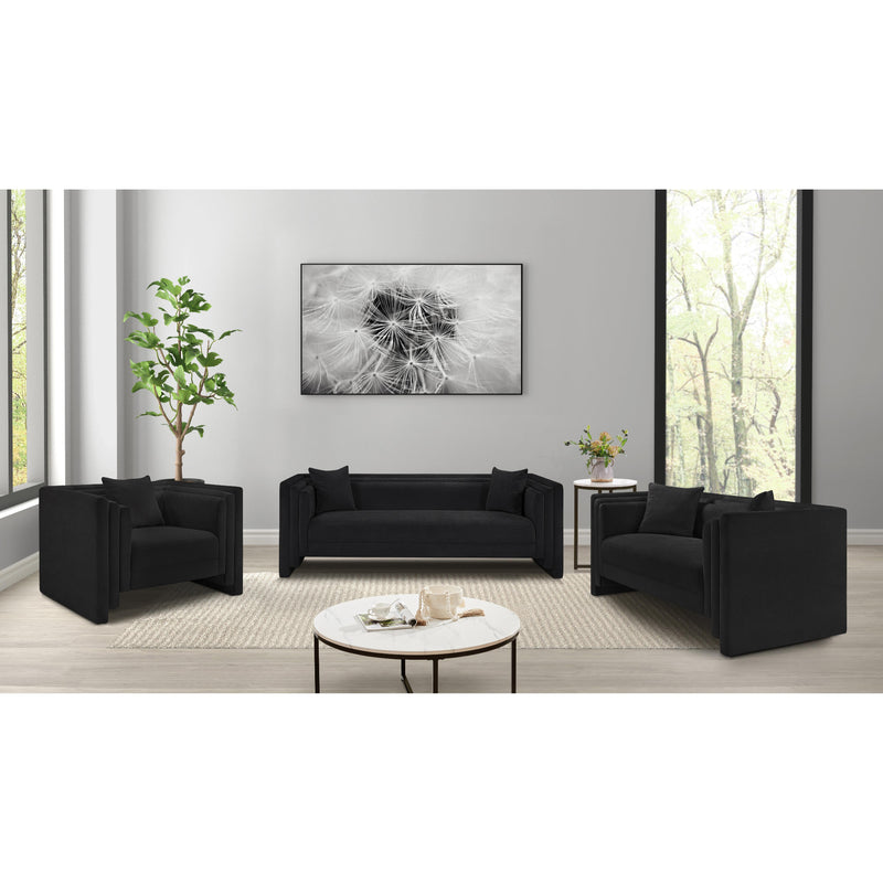 Meridian Everett Black Chenille Fabric Loveseat IMAGE 14
