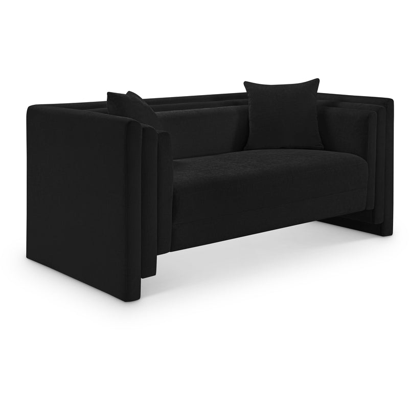 Meridian Everett Black Chenille Fabric Loveseat IMAGE 1
