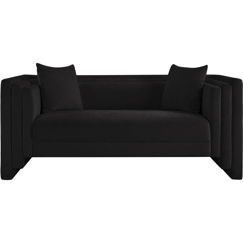 Meridian Everett Black Chenille Fabric Loveseat IMAGE 3